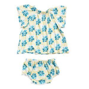 MILKBARN Yellow Infant Girls 2pc Floral Print Dress And Bloomers Set